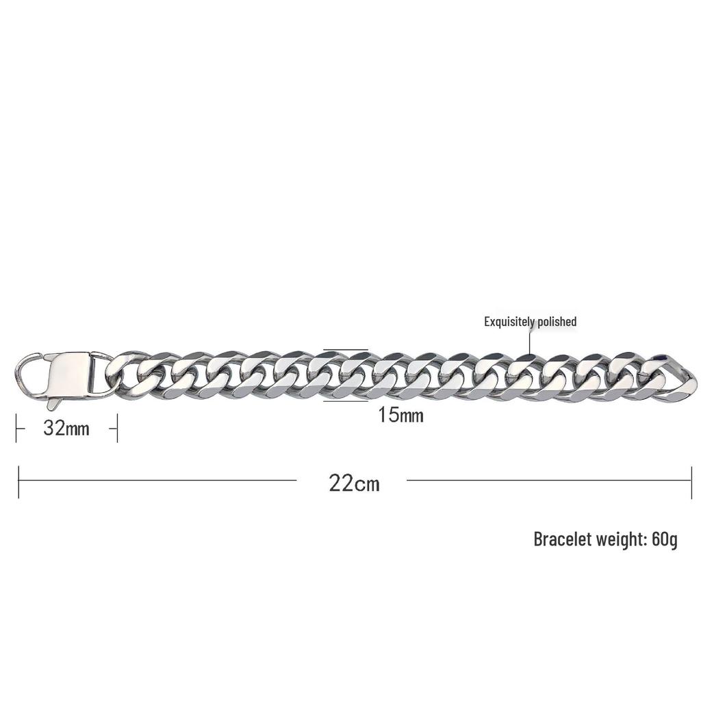 2022 Men's European & American Titanium Steel Frosted Cuban Chain Necklace with Hexagonal Flat Buckle