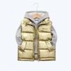 2023 Autumn Corduroy Standing Collar Vest Children Warm Thicken Vest Baby Cotton Waistcoat Kids Outerwear Coat Boys Girls Jackets Vest