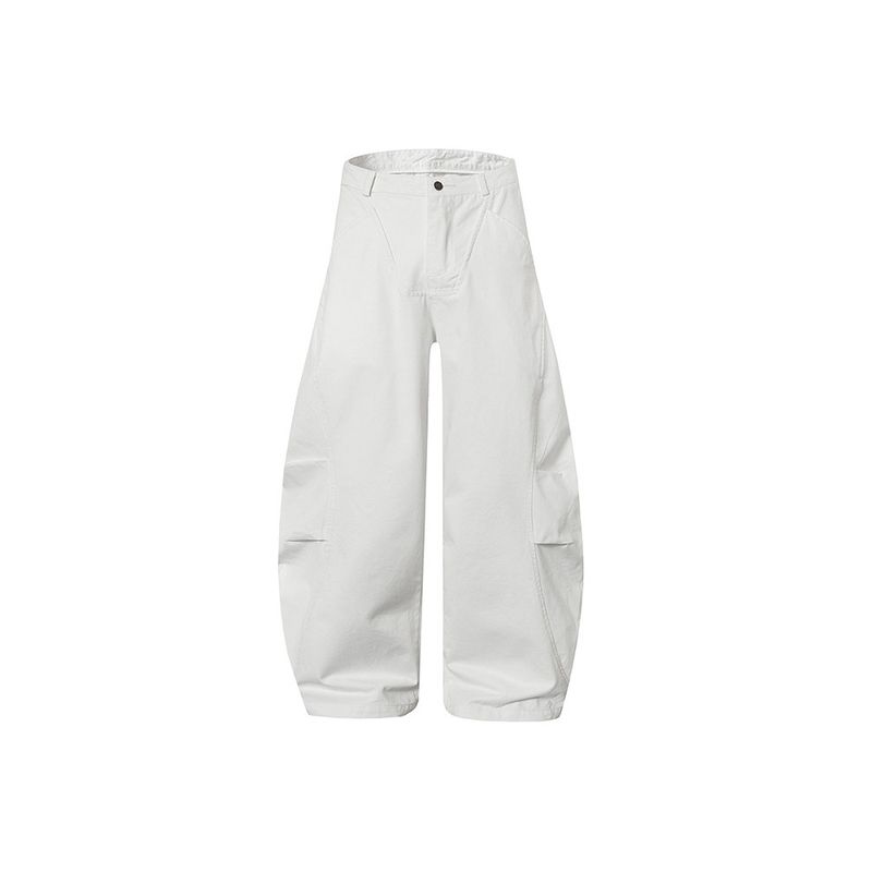 Men's American Retro Pleated Design Scimitar Jeans 2025 Summer New Style Unisex Loose Wide-Leg Pants Trendy