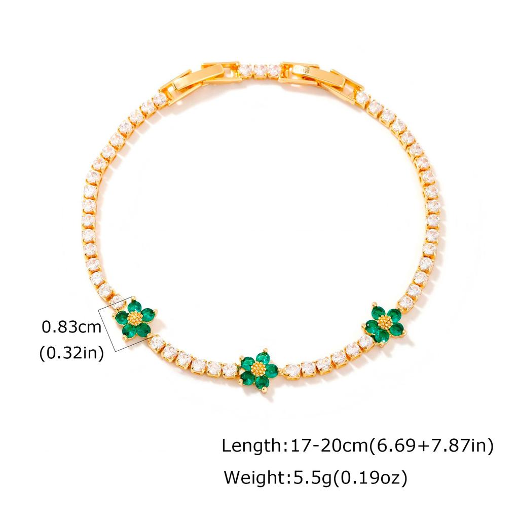 Luxury Flower Tennis Bracelet for Wome Colorful Zircon Floral Charms Tennis Chain Elegant Jewelry Tarnish Free