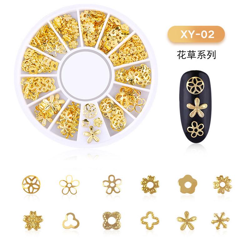 Nagel-Maniküre-Mix, Mini-Maniküre-Schmuckzubehör aus vergoldeter Legierung für Nagelkunst