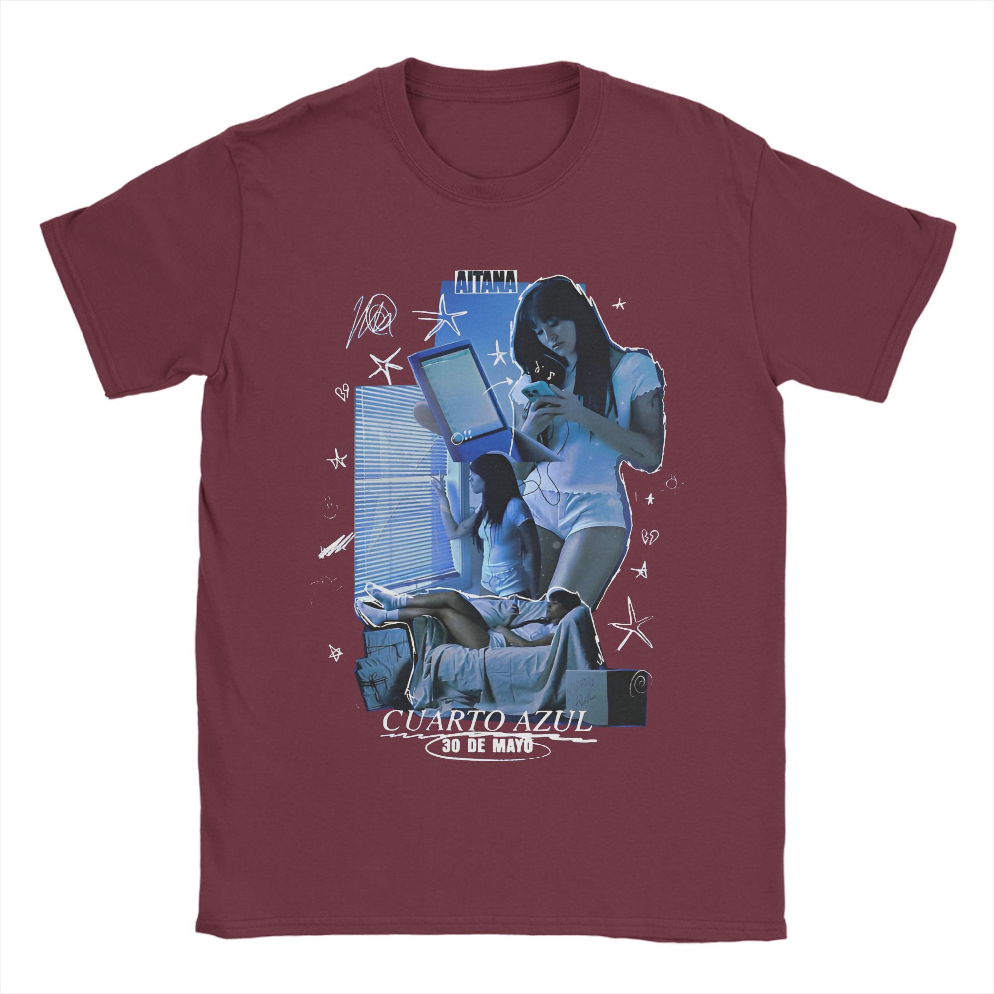 

Aitanas Cuarto Azul Album T Shirt Trendy Cool T Shirts Short-Sleeved Fun Tshirt Summer 100% Cotton Crewneck Plus Size 5XL Tees M
