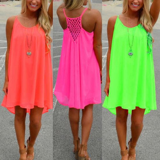 Sexy Women Summer Casual Sleeveless Evening Party Beach Dress Short Mini Dress