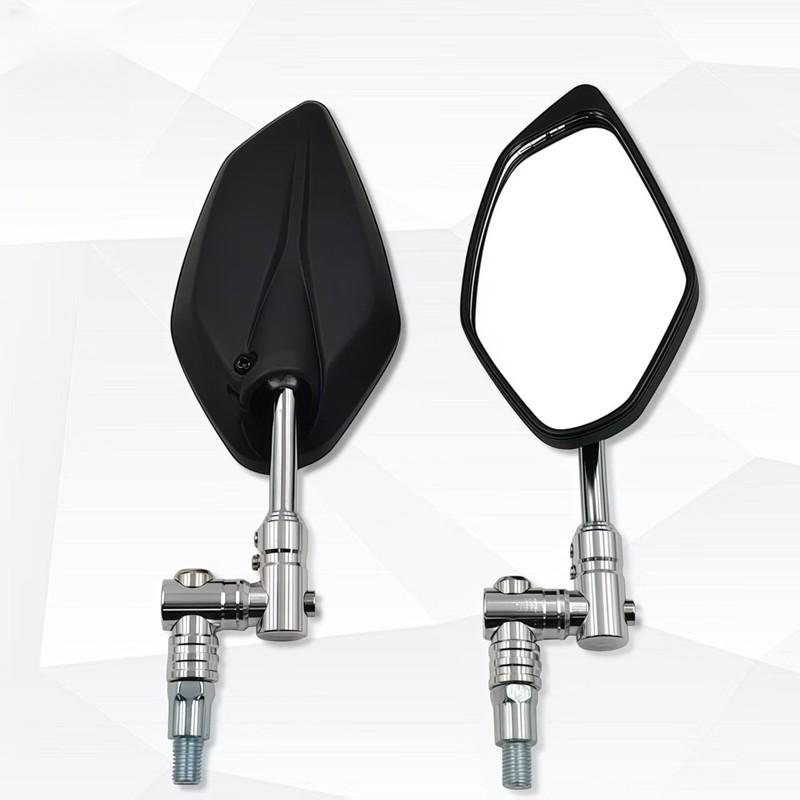 Motorcycle rearview mirrors black silver with adapter fit 10mm thread size ABS aluminum alloy rotating motorcycle side mirror