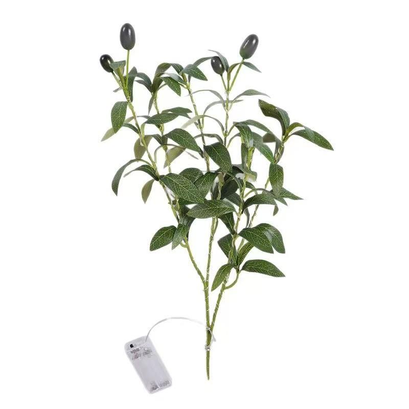 LED Olivenzweig Lichterkette - Dekorativer Blumiger Plastik Zweig für Zuhause, Weihnachten, Halloween, Kaffeehaus-Vase & Tischdekoration