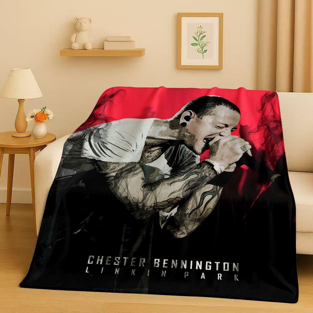Retro L-Linkin Park Sign Rock Band Music Flannel Blanket,Ultra Soft Warm Plush Throw for Home Bedroom Bed Sofa Cover Camping