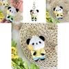 Sunflower Panda Plush Toy Keychain Accessory With Soft Short Plush For Bag Decor