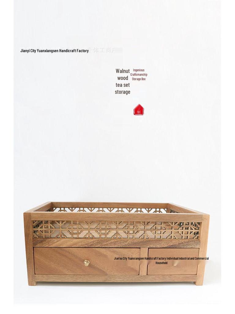 Small Walnut Wood Curio Shelf: Desktop Teacup Holder and Coffee Table Display Rack