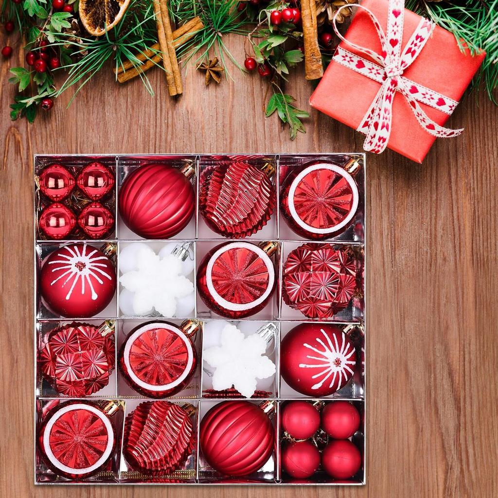 Christmas 6cm Painted Electroplated Ball Set Shatterproof Christmas Tree Decoration Ball Decorations With Hooks For Tree Indoor