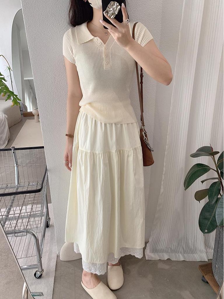 Oumalai Sweet Gentle High Waist A-line Umbrella Skirt for Women