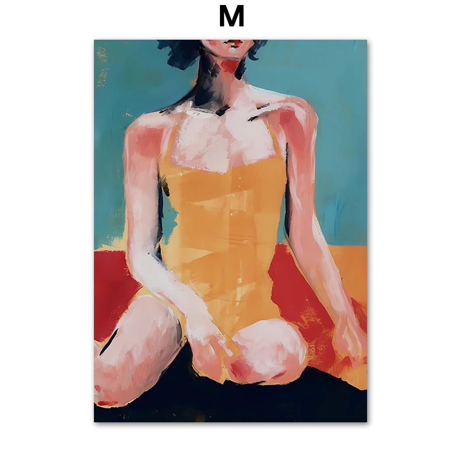 Boho Abstract Girl Sea Beach Leaf Illustration Wall Art Canvas Painting Nordic Poster And Prints Pictures For Living Room Decor