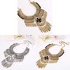 Qw Vintage European Designer Necklace With Hollow Flower Pattern And Leaf Tassel For Gift And Travel Souvenir