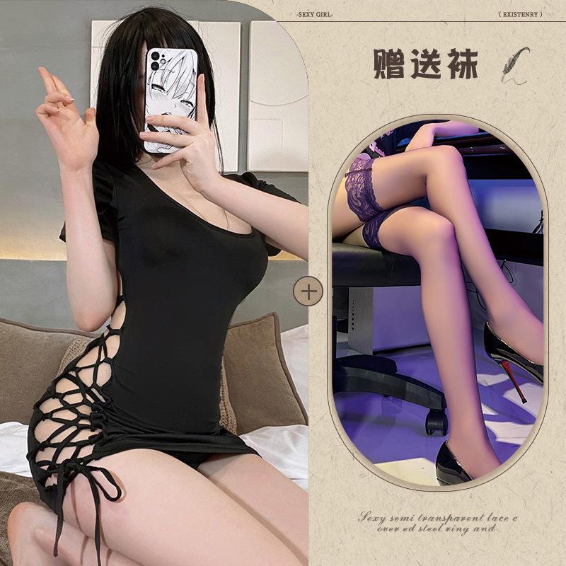 Erotic Lingerie Passionate Hot Leopard Print Sexy Onesie Flirting Open Tie Seduction Bed Passion Suit Woman