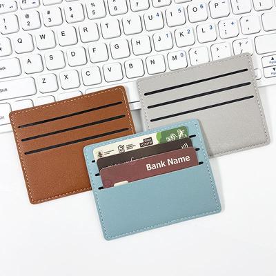 Women's Slim Stitched PU Leather Card Holder with 4 Slots