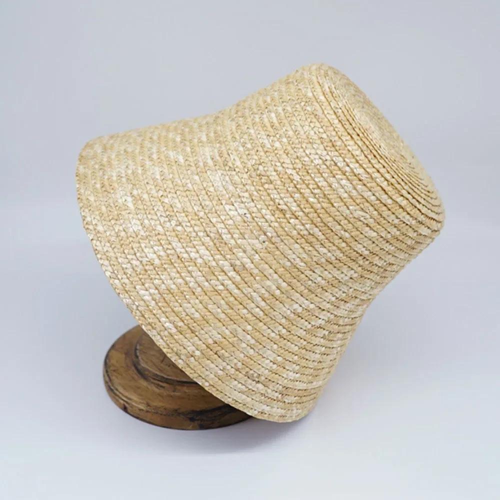 

2025 New Women s Handmade Natural Straw Summer Sun Hat Ribbon Bow Wheat Straw Color Straw Hat Beach Cylinder Fashion Basin Hat