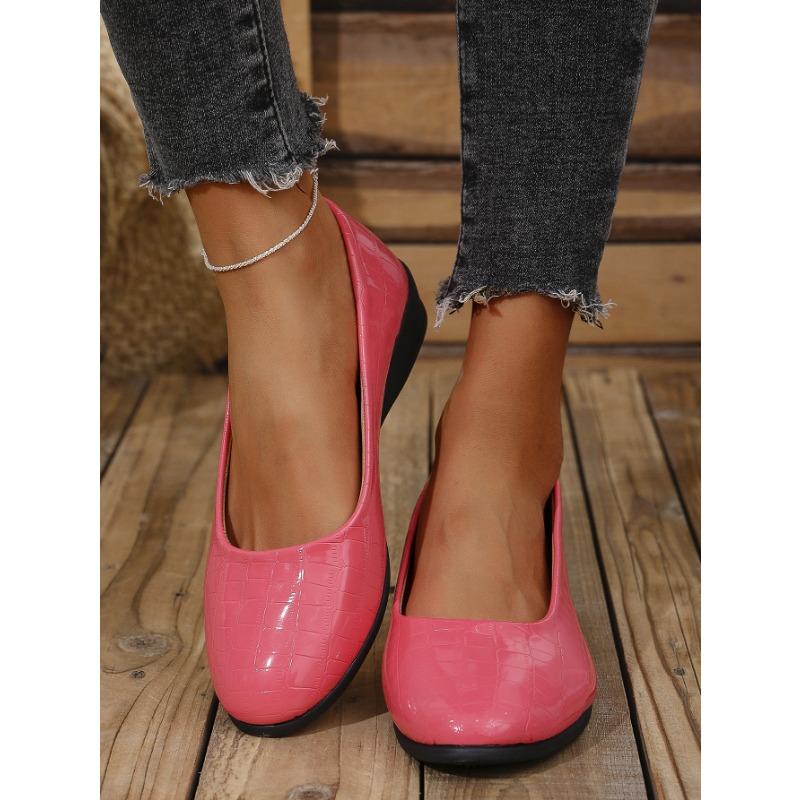 Women's Crocodile Embossed Wedge Flat Shoes