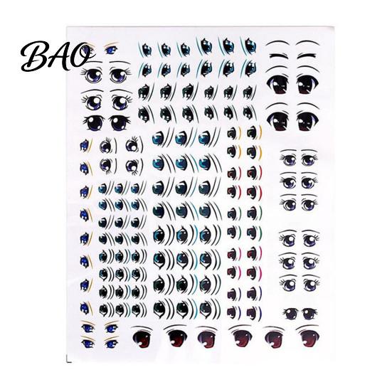 Water Transfer Paper for Models Eye Stickers Dolls, DIY Decals, Multi Size Anime Clay Doll Face Accessories Realistic Colorful Eyes Crafting