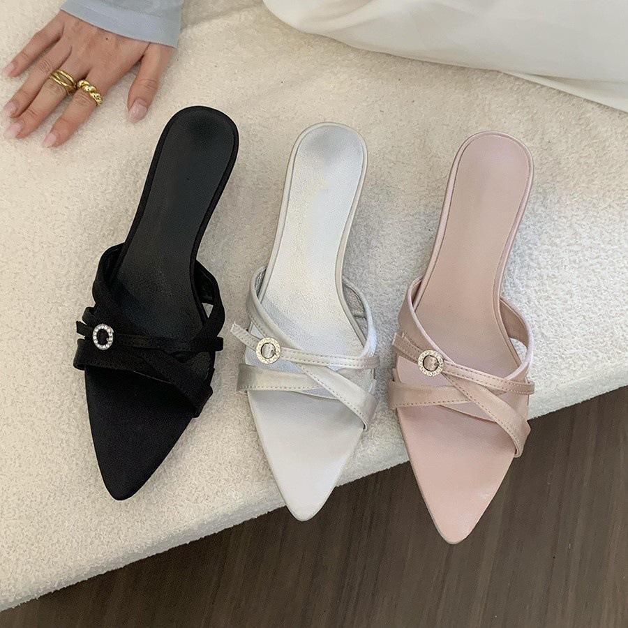 

Niche design high heels cool slippers fairy shoes new fashion temperament pointed sandals 34