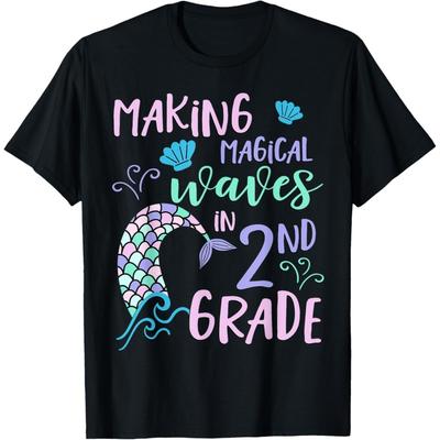 2nd Grade Cute Mermaid Girls Second Grade Making Waves T-Shirt