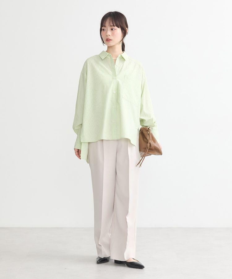 Surochemise décontractée à rayures et fentes latérales Earth Music Ecology pour Jaune et Femme,