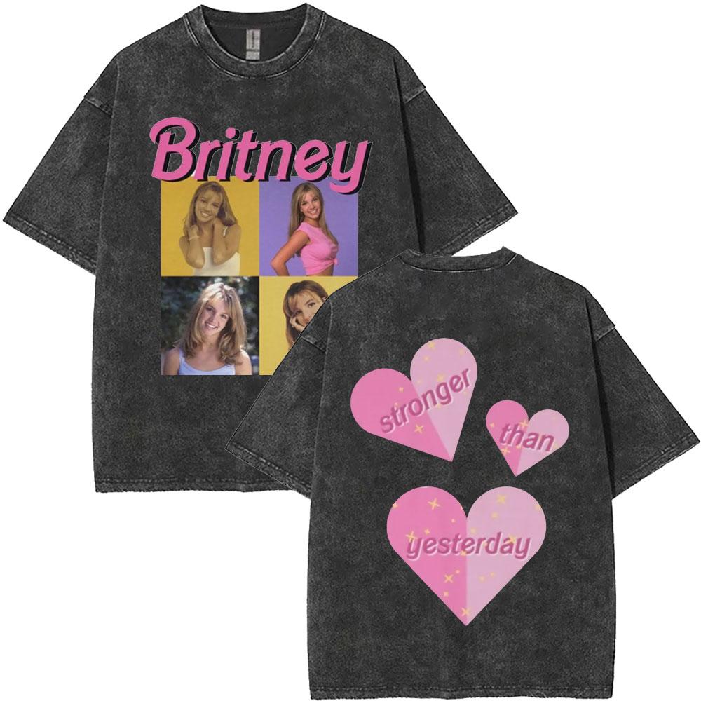 Limited Britney Spears Oops I Did It Again Tour  Vintage Washed T Shirt Summer Men Women High Quality Cotton Retro Tshirt