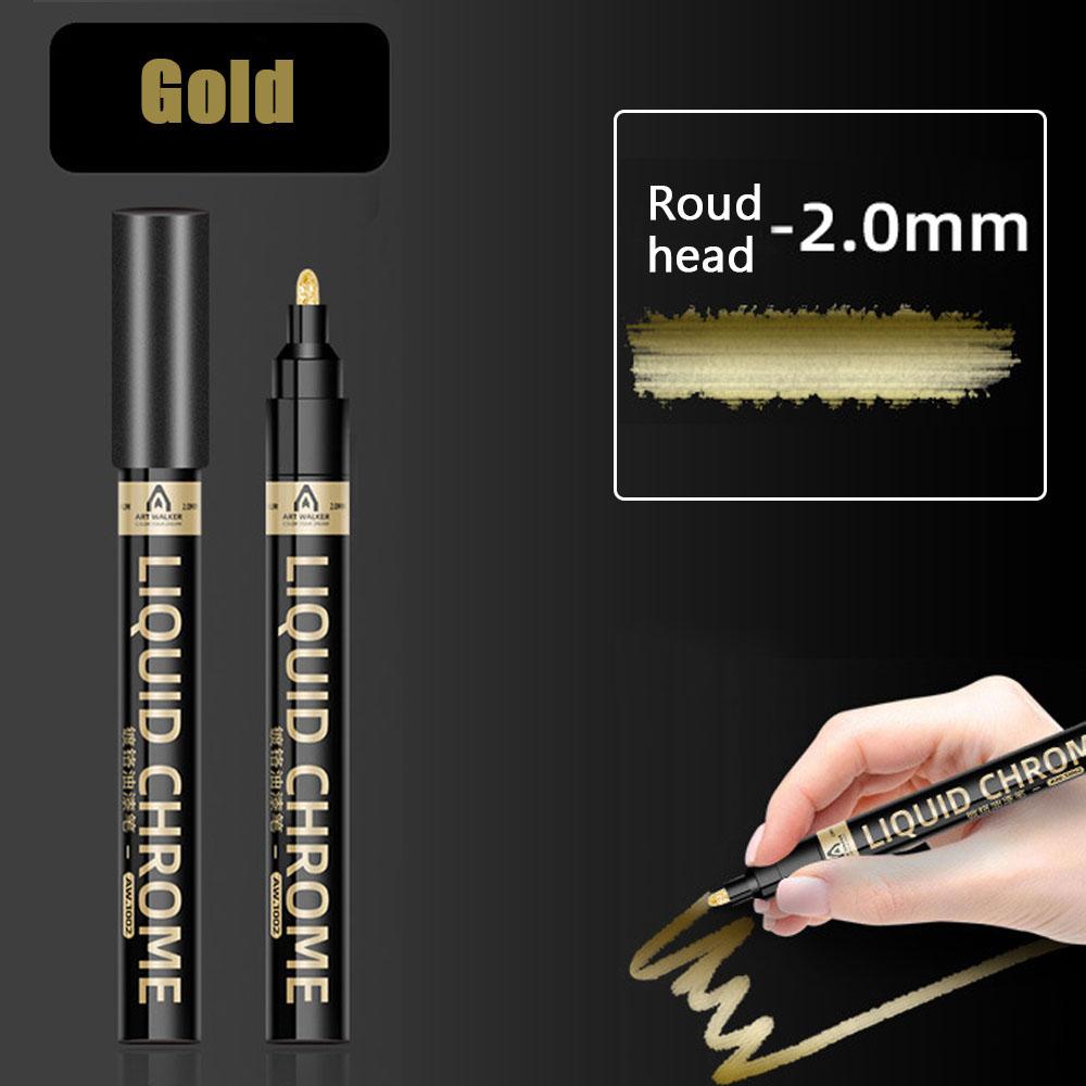 Chrome Mirror Marker Pen 0.7/1/2mm DIY Reflective Art Paint Pen Permanent Color Markers Gold Silver Bronze Marker Car Styling