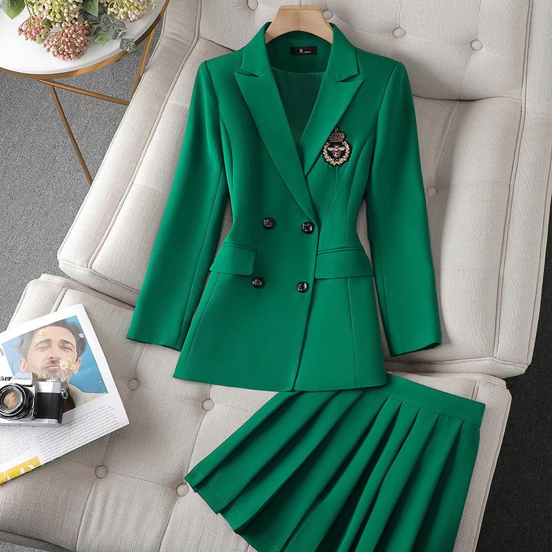 Women Suit Set Spring Autumn Long Sleeved Suit Jacket Top+Skirt Slim Temperament Two-piece Clothing Sets