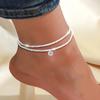 Simple Double Layered Ankle Chain Light Luxury Friendship Bracelet Crystal Anklet  Hand Accessory