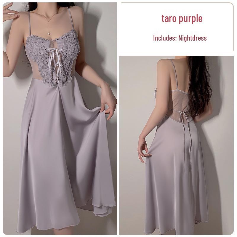 Elegant Plus Size Padded Mesh Nightgown: Spaghetti Strap Temptation Women’s Homewear