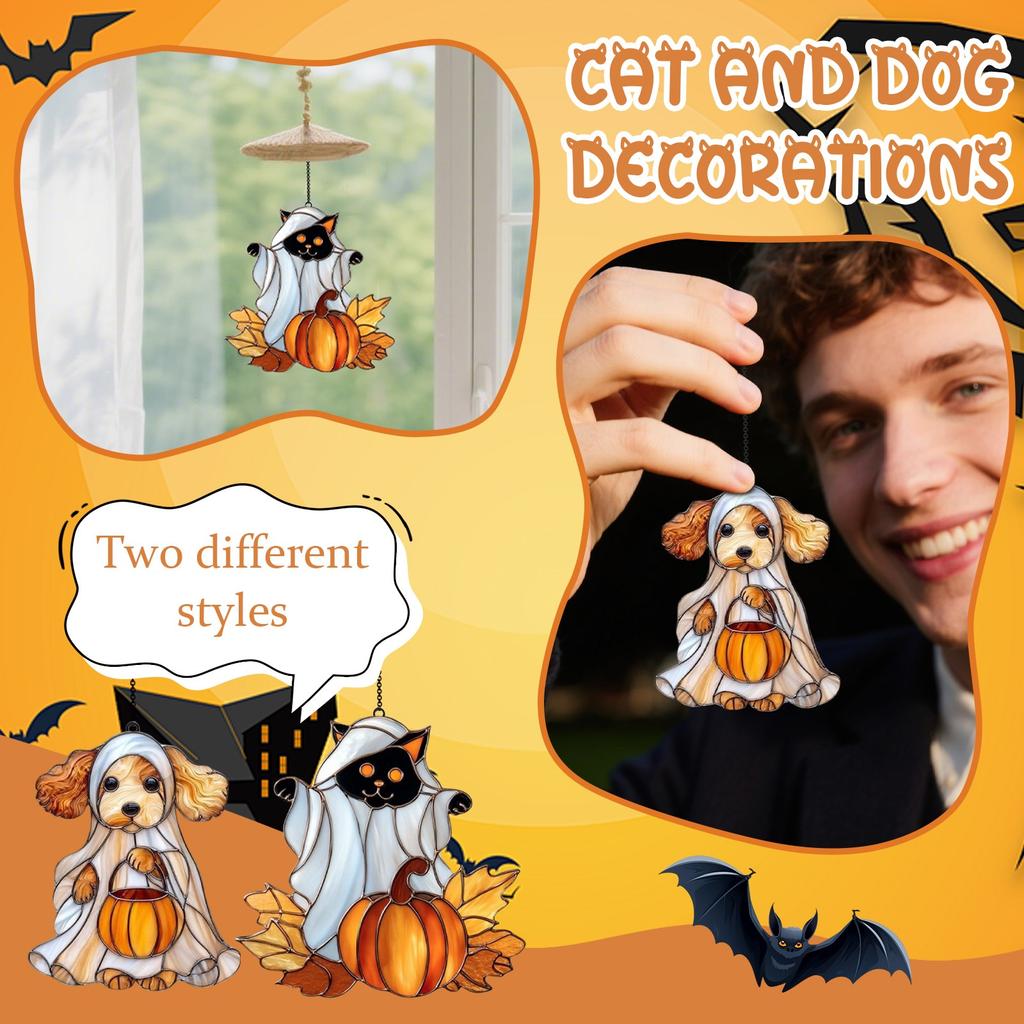 Flat Halloween Colored Window Hanging Acrylic Window Decoration, Creative Craft Pendant Home Decoration Hanging