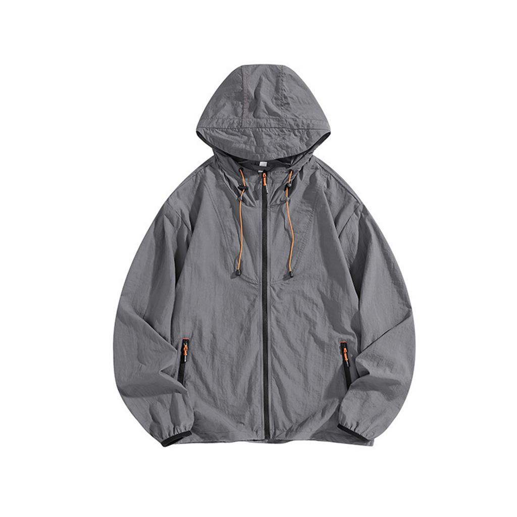 Unisex Lightweight Hooded Jacket Breathable UV Protection Thin Outdoor Windbreaker Full Zip Up Pocketed Coat for Travel