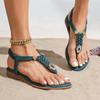 Bohemian Summer 2025 Ethnic Damen Retro Plus Size Kreative Flache Strandsandalen
