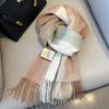 Camel brown 100 pure wool plaid scarf khaki women's winter thickened warm fringed shawl scarf