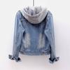 Women's Jacket Denim Coat  Fashion Slim Versatile Long Sleeve Top Hooded Short Denim Jacket