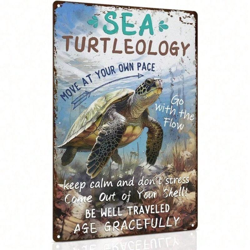 Metal Wall Art Sea Turtle Marine Decor for Bathroom