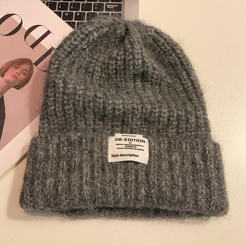 

Autumn and winter hats women s big head circumference knitted hats fashionable versatile wool hats fleece ear protectors warm cold hats One Size