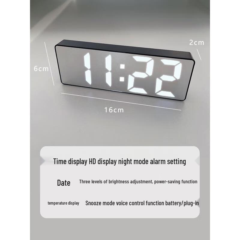 HANDUNYOU Black Mirror LED Digital Alarm Clock