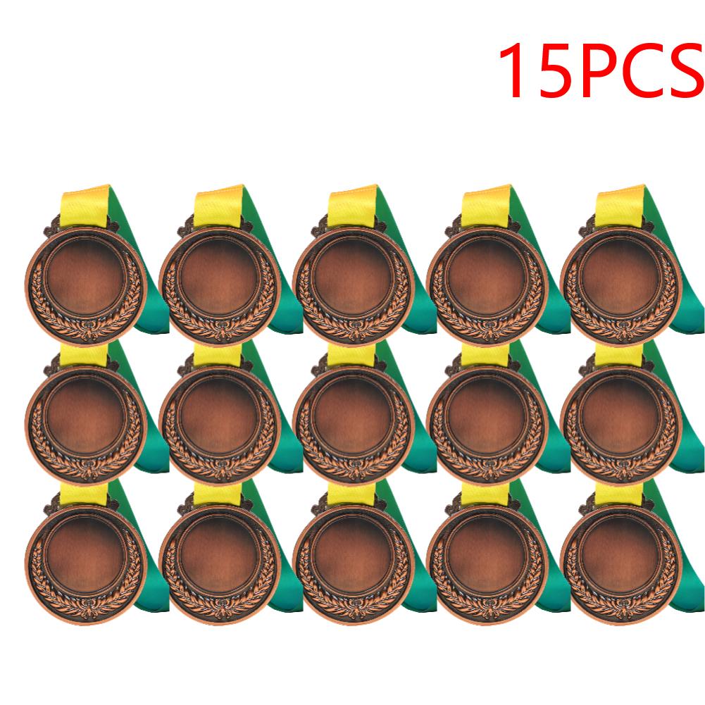 5-20PCS 2 Inches Gold Silver Bronze Prize with Neck Ribbon 1st 2nd 3rd Prize Medal Round for Kids School Sports Meeting