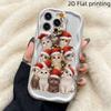 Cute Christmas Cat Tree Phone Case for iPhone 17 16 15 14 13 12 11 Pro Max, Wavy Cream White Soft TPU Protective Cover