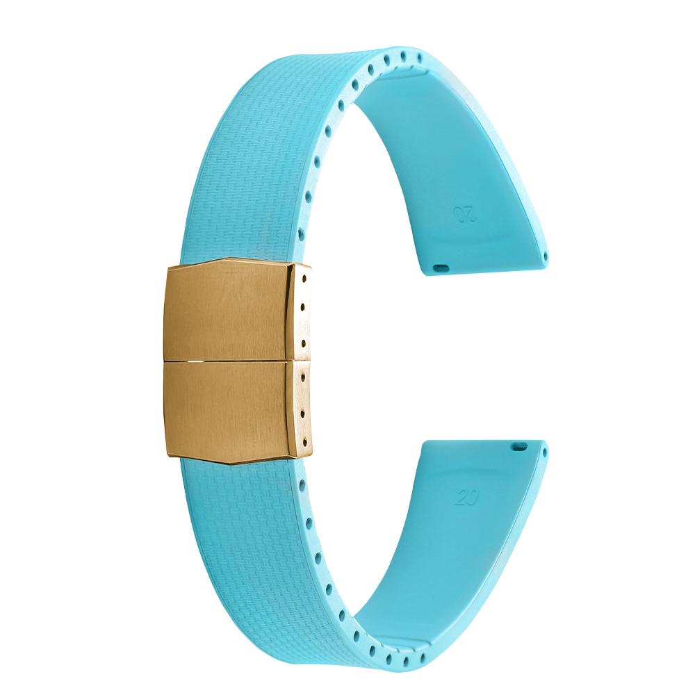 20mm Delugs CTS FKM Gummi Uhrenarmbänder mit 4 Farben Schmetterlingsschließe Einzigartige Textur Schnellverschluss Uhrenarmband für Markenuhr