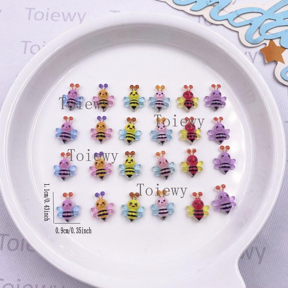 60pcs Resin Colorful Mini Candy Color Bee Art Nail Flat back Rhinestone Appliques DIY Wedding Scrapbook Decor Crafts Accessories