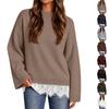Damen Rundhals Saum Strickoberteil, Lässige Strickware für den Alltag