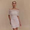New women's sexy off-the-shoulder dress, European and American sexy tube top slim ruffle hip skirt