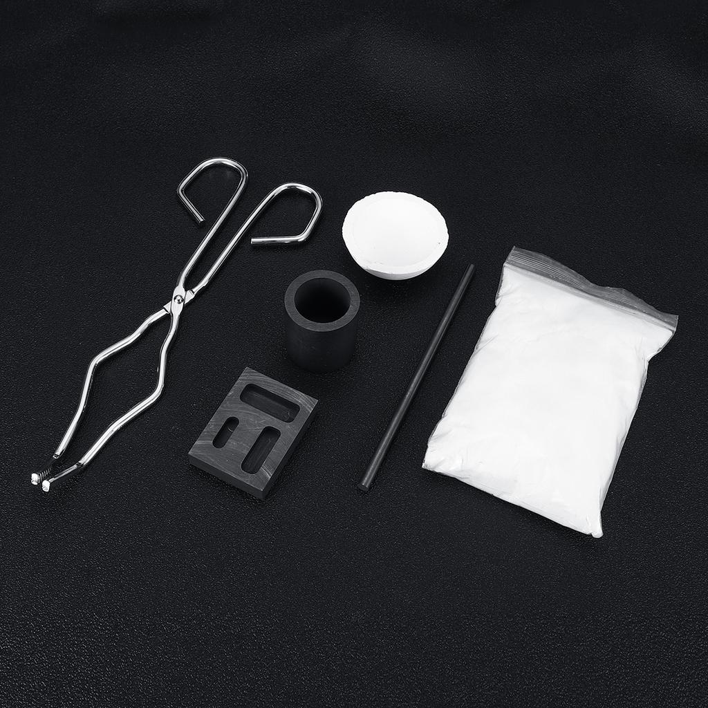 6Pcs Torch Melting Kit Gold & Silver Crucible Tong Rod Graphite Ingot