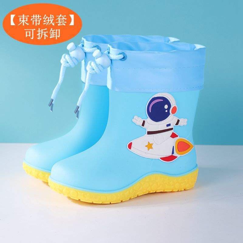School Season Children's Rain Shoes Bundle Mouth Boys and Girls Rain Boots Non-slip Waterproof Water Shoes Kindergarten [upgrade Sole]