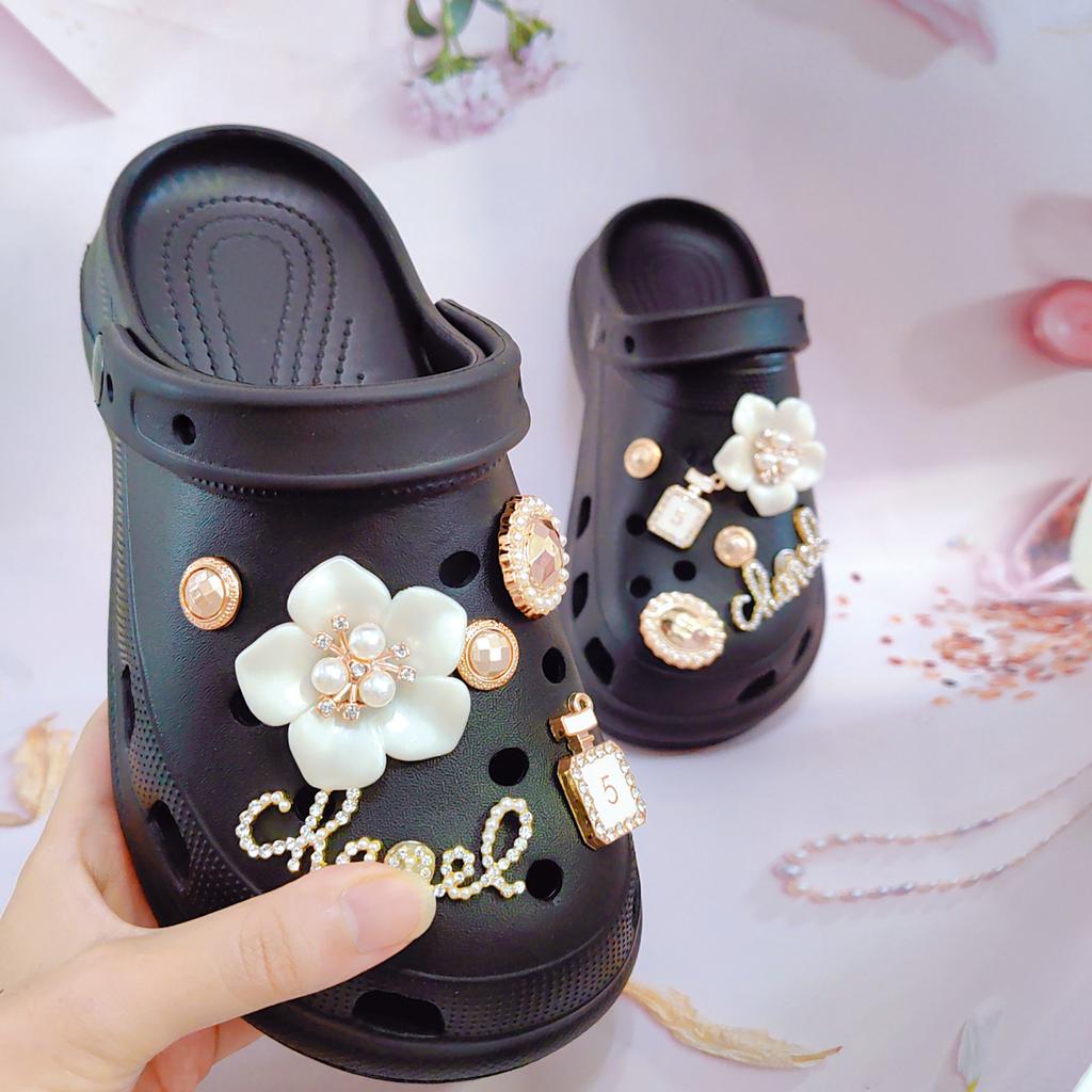 New women's summer hole shoes platform fashion garden shoes DIY small fragrant shoe buckle accessories