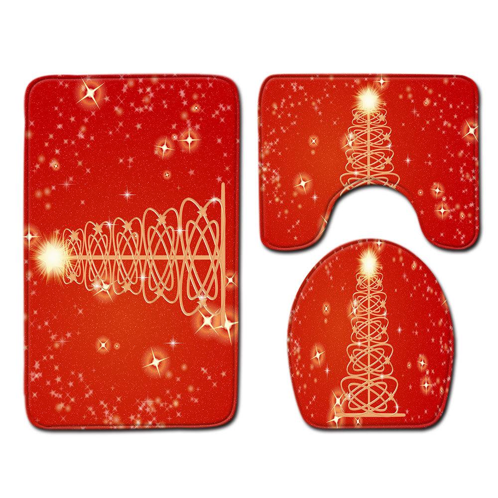 Christmas Bathroom Floor Mat Toilet Three-Piece Set