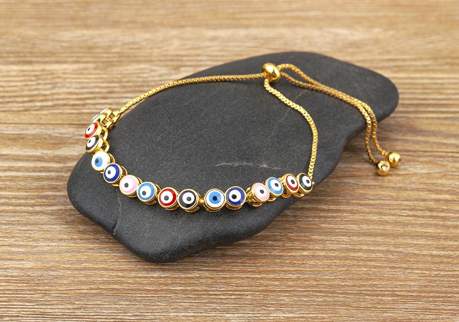 Nidin Luxury Men 4 Colors Evil Eye Beads Chain Bracelets Bangles Adjustable Party Wedding Elegant  Jewelry Gift For Female Male
