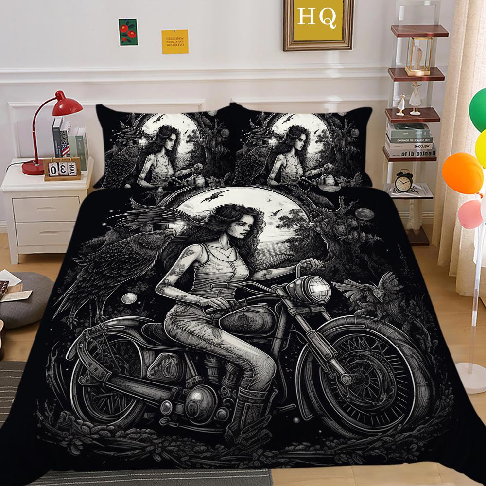 Fajny Pokrowiec na Kołdrę Styl Czaszki Narzuty Domowe Rozmiar King Queen Modny Zestaw Poszewek na Kołdrę Kobieta Mężczyzna Zestawy Pościeli