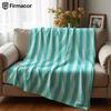 Mint Stripe Lightweight Microfiber Soft Christmas Fleece Blanket Warm Cozy Throw for Bed Sofa Office Travel All Season
